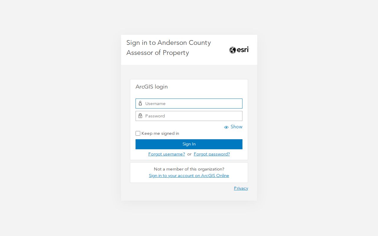Anderson County assessor ArcGIS application with Oak Ridge street directory parcel context