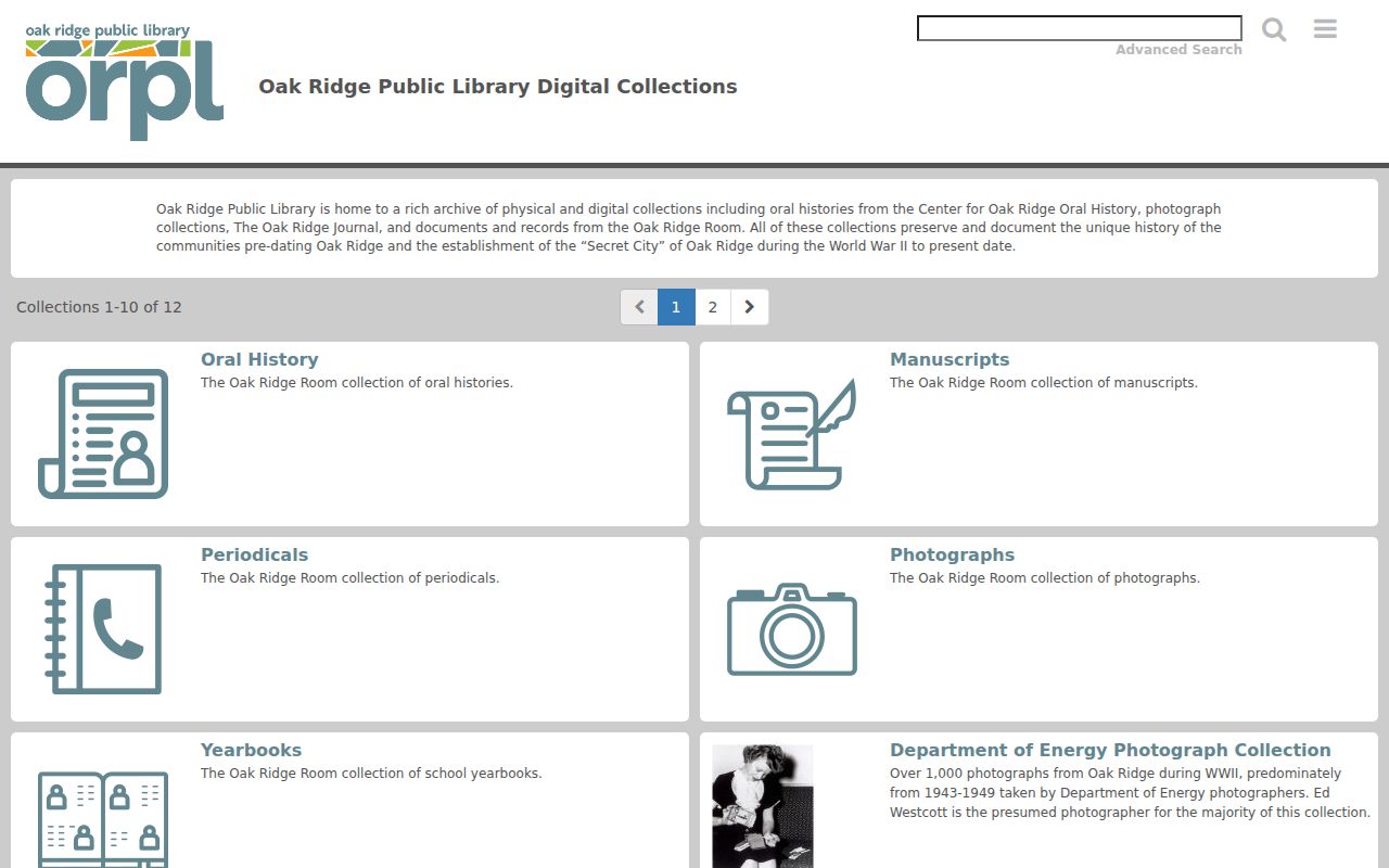 Oak Ridge city directory digital collections in ContentDM