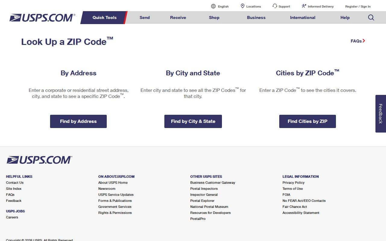 Oak Ridge ZIP code directory USPS address verification tool